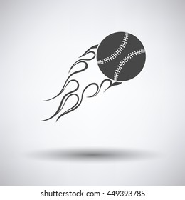Baseball fire ball icon on gray background, round shadow. Vector illustration.