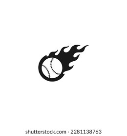 baseball fire ball silhouette hand drawn