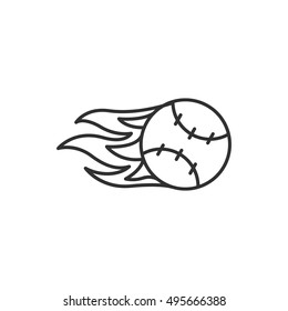 baseball with fire icon, line design