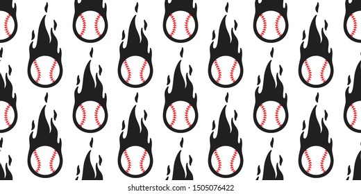 baseball fire seamless pattern vector softball sport cartoon scarf isolated repeat wallpaper tile background illustration doodle design