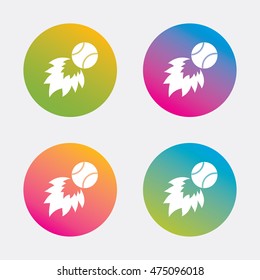 Baseball fireball sign icon. Sport symbol. Gradient flat buttons with icon. Modern design. Vector