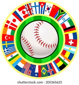 Baseball and flag