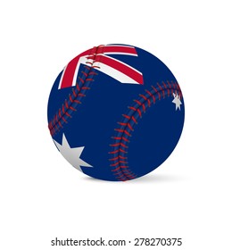Baseball with flag of Australia, isolated on white background. Vector EPS10 illustration. 