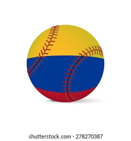 Baseball with flag of Colombia, isolated on white background. Vector EPS10 illustration. 