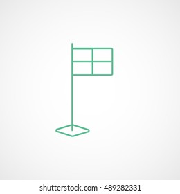 Baseball Flag Green Line Icon On White Background