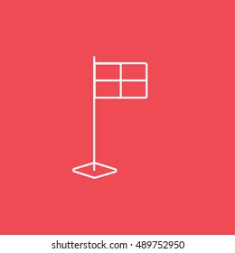 Baseball Flag Line Icon On Red Background