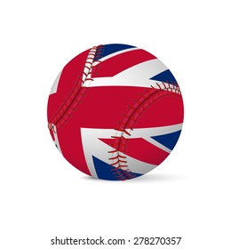 Baseball with flag of UK, isolated on white background. Vector EPS10 illustration. 