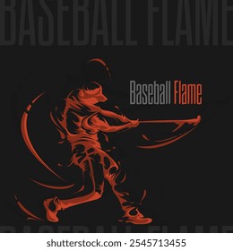 baseball flame silhouette illustration background