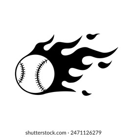 Baseball in flames silhouette icon. Clipart image isolated on white background