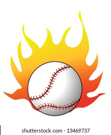 Baseball with flames vector