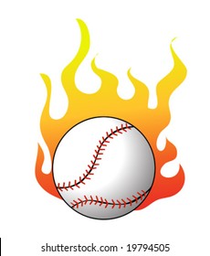Baseball with flames vector