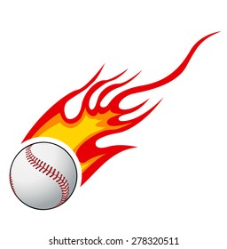 Baseball with flames vector