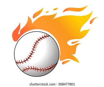 Baseball with flames vector