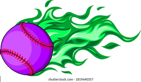 Baseball with flames in white background vector illustration