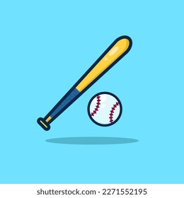 Baseball Flat Cartoon Icon. Baseball Logo Concept Isolated Premium Vector Illustration