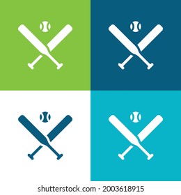 Baseball Flat Vier Farbe minimale Icon Set