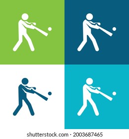 Baseball Flat Vier Farbe minimale Icon Set
