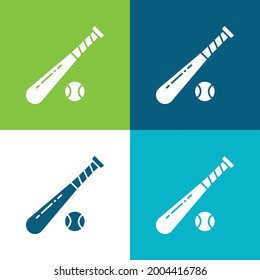 Baseball Flat four color minimal icon set