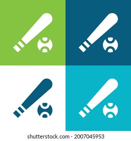 Baseball Flat four color minimal icon set