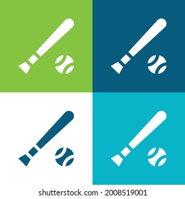 Baseball Flat four color minimal icon set