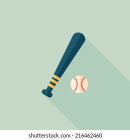 Baseball flat icon with long shadow,eps10