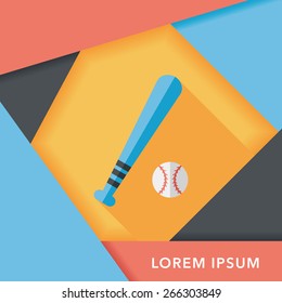 Baseball flat icon with long shadow,eps10