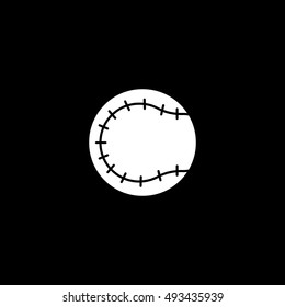 Baseball Flat Icon On Black Background