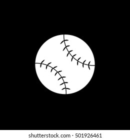 Baseball Flat Icon On Black Background