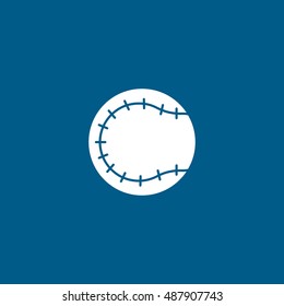 Baseball Flat Icon On Blue Background