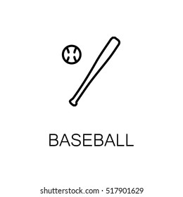 Baseball flat icon. Single high quality outline symbol of Sports for web design or mobile app. Thin line signs of baseball for design logo, visit card, etc. Outline pictogram of baseball 