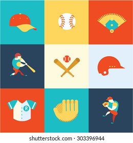 baseball flat icons