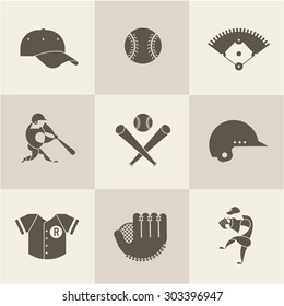 baseball flat icons