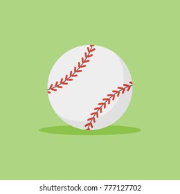 Baseball flat style icon on green background. Ball vector illustration.