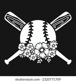 Baseball Floral Vector T-shirt Design
