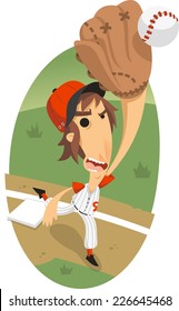 Baseball Fly Ball catch vector illustrator