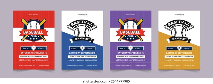 Baseball flyer design template. Baseball Tournament Poster Layouts. Sports Event Poster Layout	