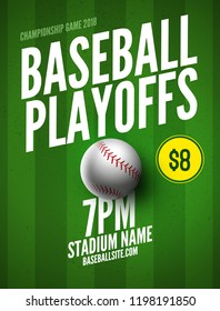 Baseball Flyer Poster Design Game Tournament. Vector Baseball Banner Sport Invitation Illustration.