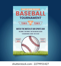 Baseball Flyer or Poster Template Design in Vector