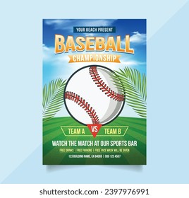 Baseball Flyer or Poster Template Design in Vector