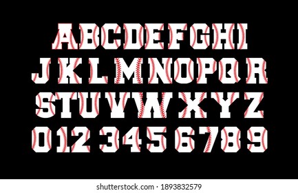 Baseball Font and Number Vector and Clip art