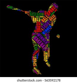 baseball football Typography word cloud colorful Vector illustration