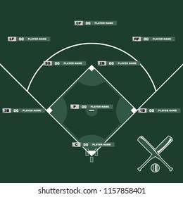 Baseball formation vector illustration for broadcast graphic 
