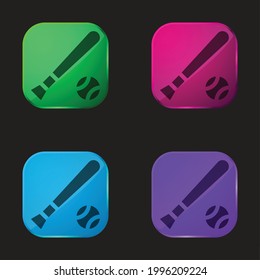 Baseball four color glass button icon