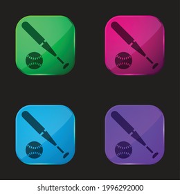 Baseball four color glass button icon
