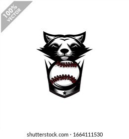 Baseball Fox team logo design. Scalable and editable vector.	