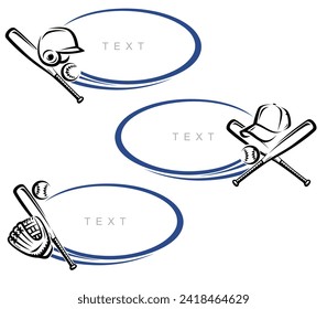 Baseball frame set. Collection icons cricket. Vector