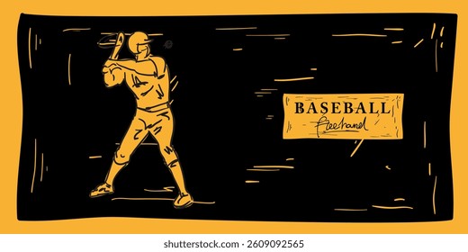 Baseball freehand drawing, vector illustration design.