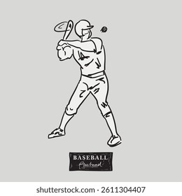 Baseball freehand drawing, vector illustration design.