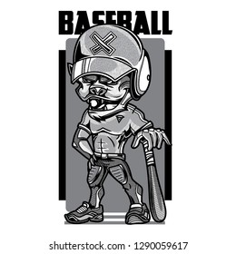 Baseball Game Black and White Illustration