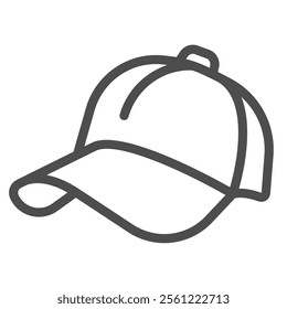 Baseball game cap line icon, sport headwear concept. Vector graphics. Sportsman hat sign on white background, outline style icon for mobile or web design